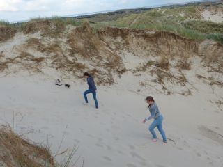 Alex und Anneke steigen wieder die D�ne hinauf